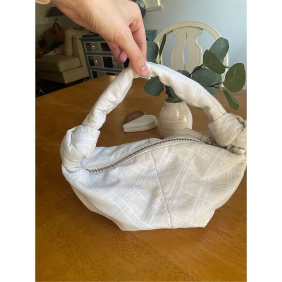 Anthro, Free People, UO Sample Sale Fabric Double Knot Hobo Hand Bag Neutral